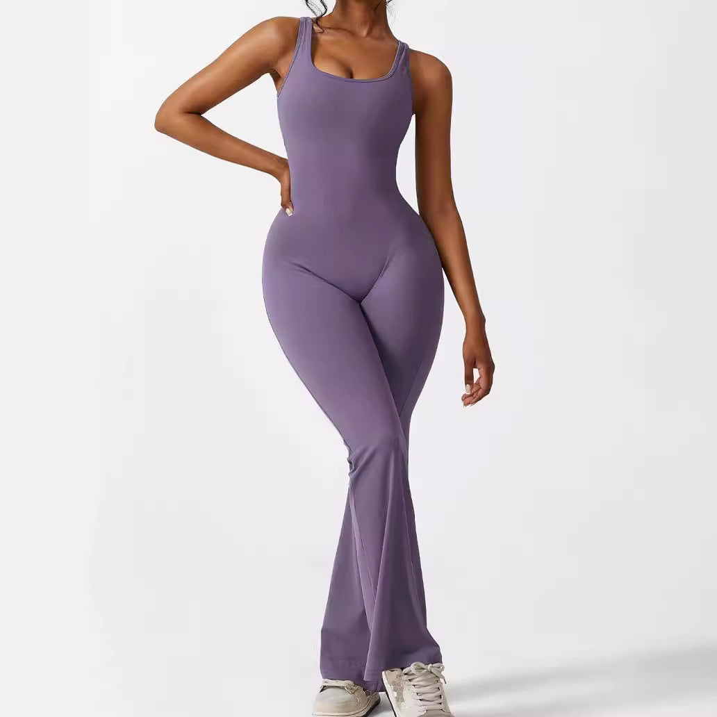 Damen Ärmellose Flare Jumpsuits Fitness Yoga Lange Hosen