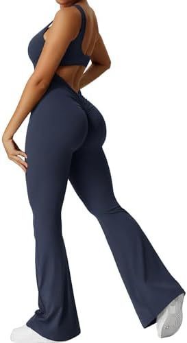 Damen Ärmellose Flare Jumpsuits Fitness Yoga Lange Hosen