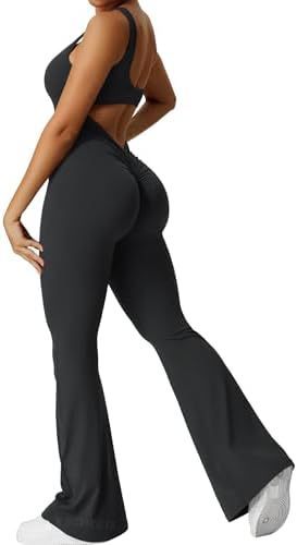 Damen Ärmellose Flare Jumpsuits Fitness Yoga Lange Hosen