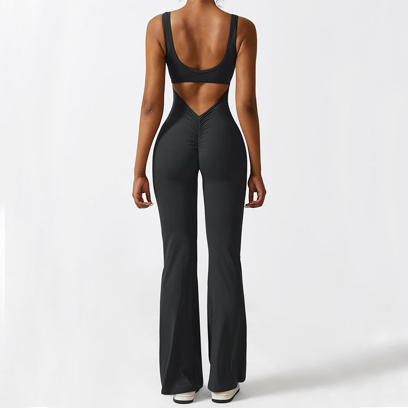 Damen Ärmellose Flare Jumpsuits Fitness Yoga Lange Hosen