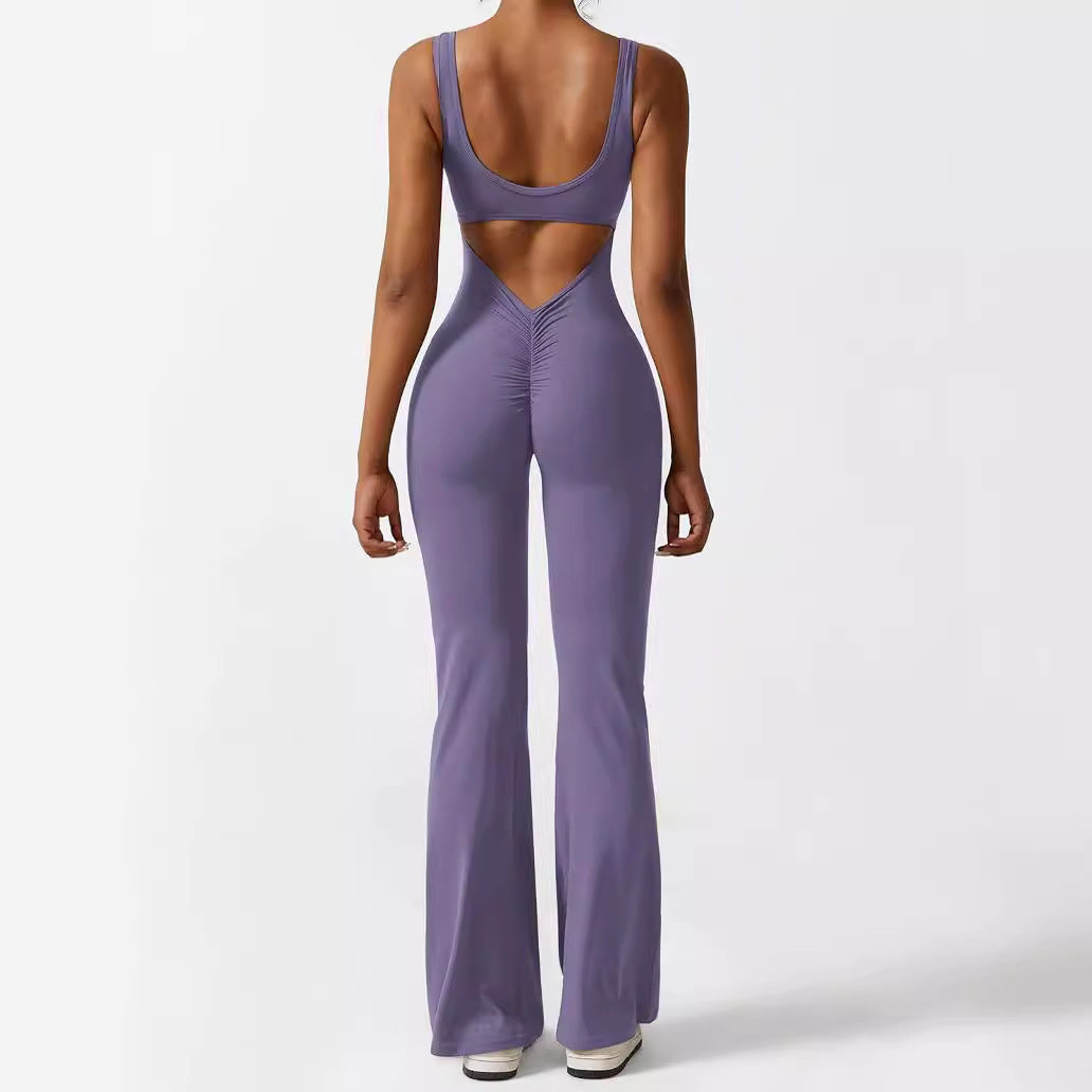 Damen Ärmellose Flare Jumpsuits Fitness Yoga Lange Hosen